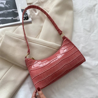 PU Leather Alligator Pattern Women Slim Shoulder Bag Purse - Smarsty