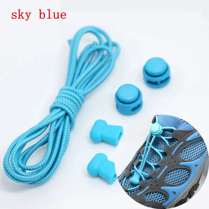 1 Pair 22 Colors Elastic Shoelaces Round Locking No Tie Shoe Laces Kids Adult Quick Lazy Laces Rubber Sneakers Shoelace T1 - Smarsty