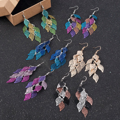 Bohemian Style Nine Leaf Drop Earrings for Women Gifts - Smarsty