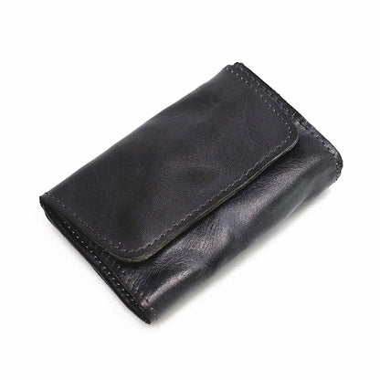 Genuine Leather Wallet for Men Women Brand Vintage Handmade Short Small Men's Wallets Card Holder Original Leather Coin Purse - Smarsty