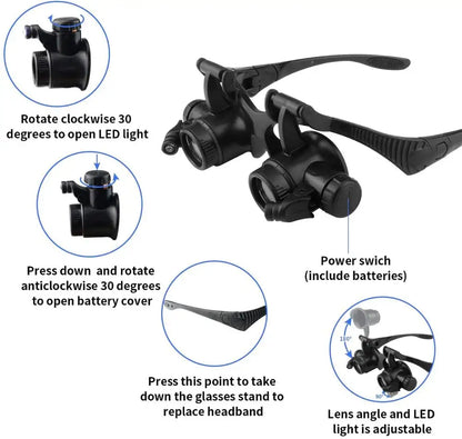 Double Eye Loupe Magnifier with Adjustable Lenses - Smarsty