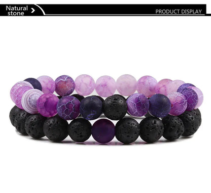 Couples Distance Lava Stone Yoga Bracelets Set - Smarsty