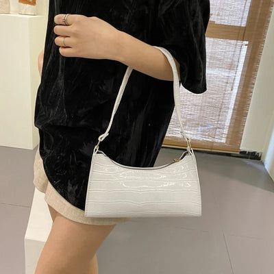 PU Leather Alligator Pattern Women Slim Shoulder Bag Purse - Smarsty