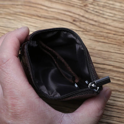 Genuine Leather Mini Coin Purse for MenTop Layer Cowhide Wallet Women Zipper Vintage Card Bag Short Lady Wallet Key Case NZPJ