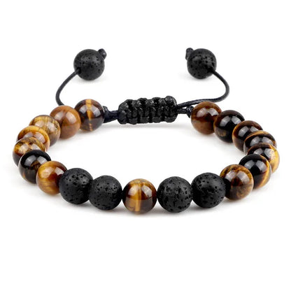 Adjustable 8mm Tiger Eye Beads Bracelet for Yoga Healing - Smarsty