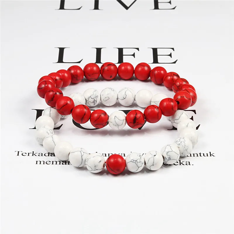 Couples Distance Lava Stone Yoga Bracelets Set - Smarsty