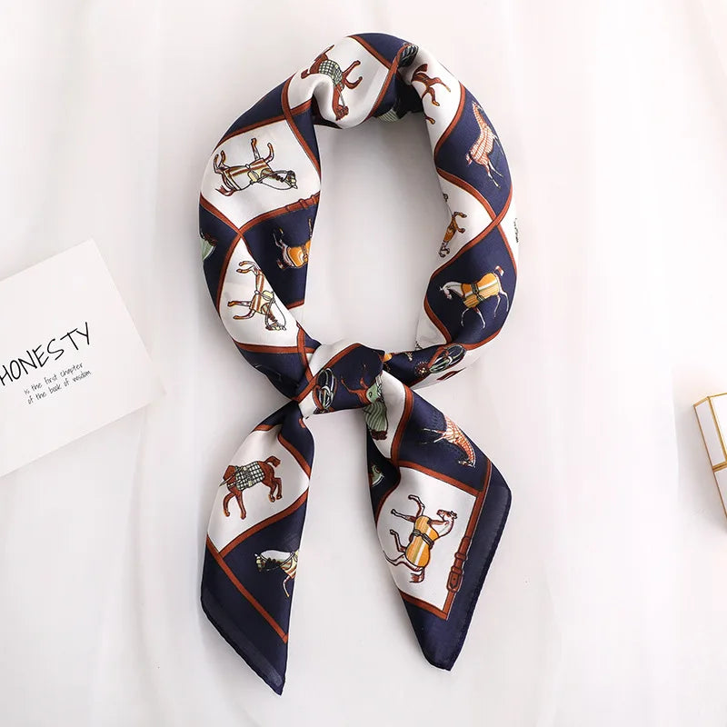 Luxury Silk Satin Headscarf for Women with Plaid Print - Smarsty