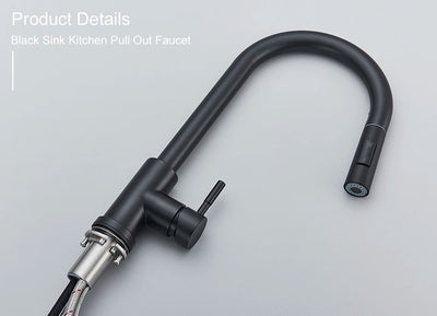 Black Kitchen Faucet with Pull Out Spray Versatile Hot and Cold Water - Smarsty