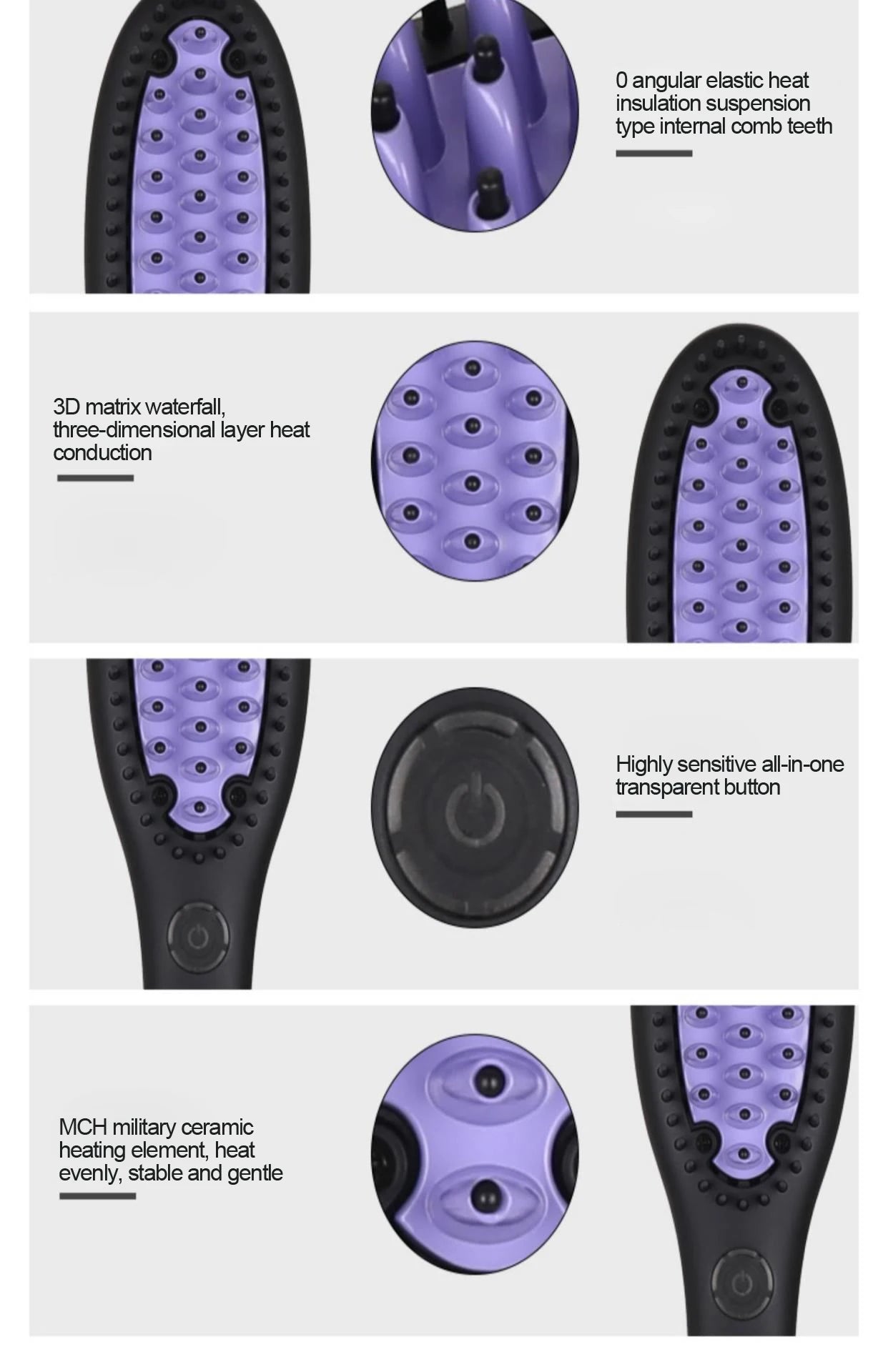 Ceramic Hair Straightener Brush for Fast Smoothing - Smarsty