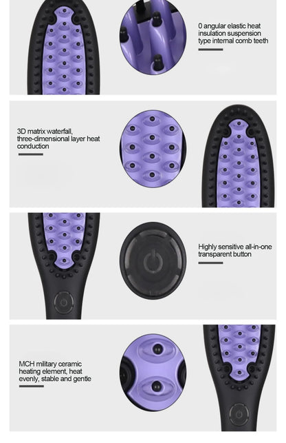Ceramic Hair Straightener Brush for Fast Smoothing - Smarsty