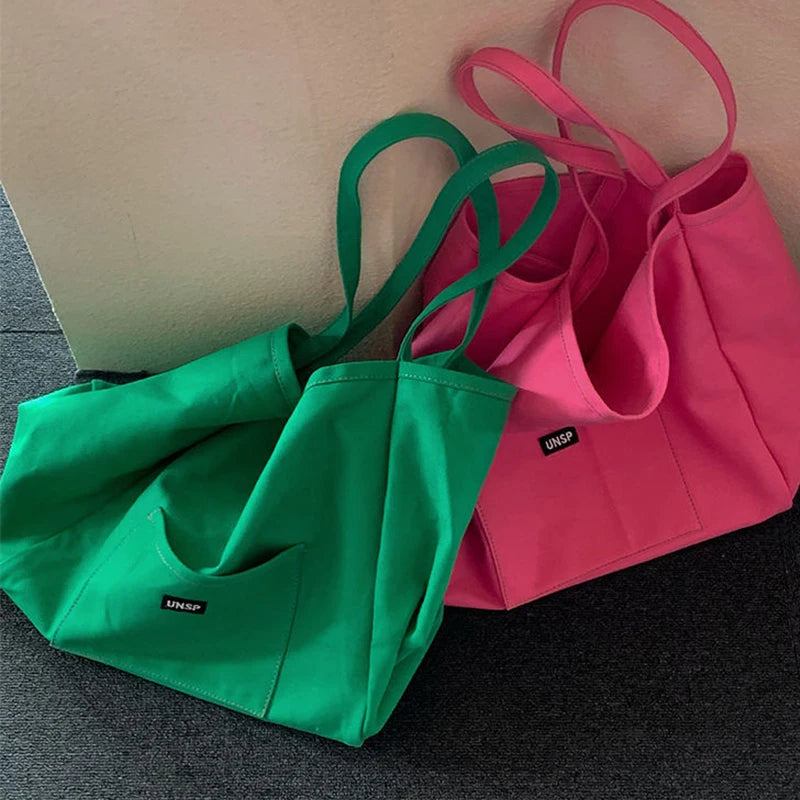 Canvas Reusable Shopping Bag For Women Portable Tote - Smarsty