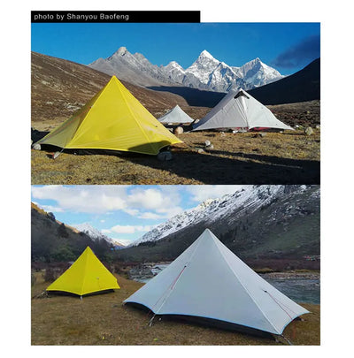 FLAME'S CREED Lanshan 1 Person Oudoor Ultralight Camping Tent Single Man 3 Season Professional 15D Silnylon Rodless Tent by Smarsty