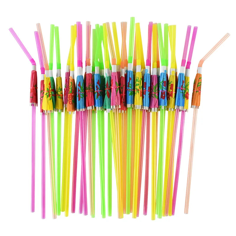 50PCS Hawaiian Party Umbrella Straws for Tropical Celebrations - Smarsty