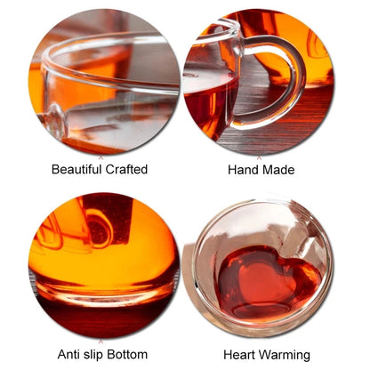 Heart Love Shaped Glass Mug for Couples - Smarsty