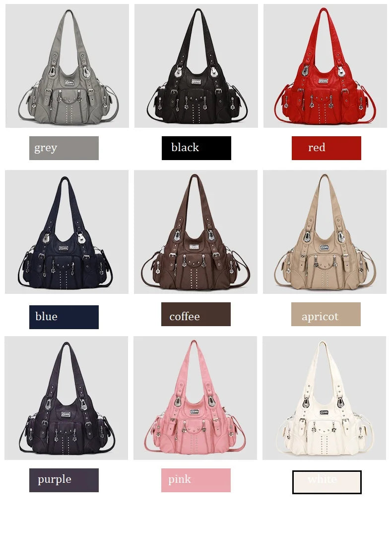 Angelkiss PU Leather Women Shoulder Bag Zipper Closure - Smarsty