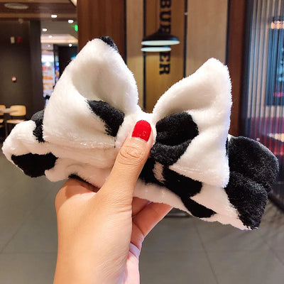 Soft Coral Fleece Bow Headband Warm Hair Holder Turban - Smarsty