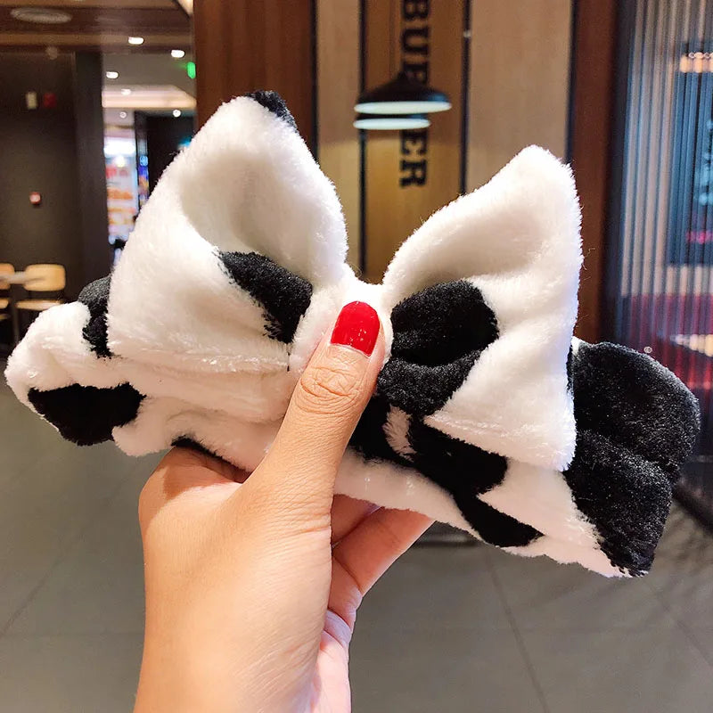 Soft Coral Fleece Bow Headband Warm Hair Holder Turban - Smarsty
