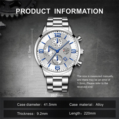 Luxury Stainless Steel Quartz Watch for Men - Smarsty