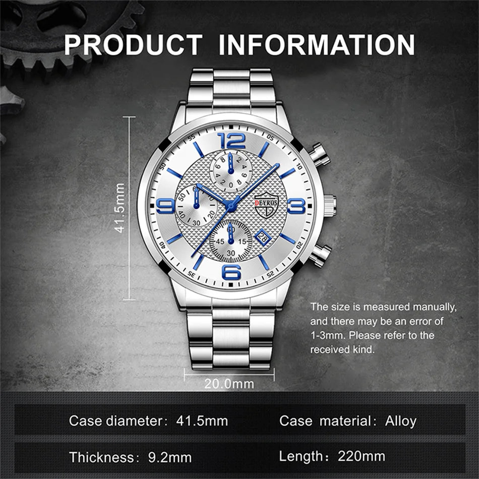 Luxury Stainless Steel Quartz Watch for Men - Smarsty