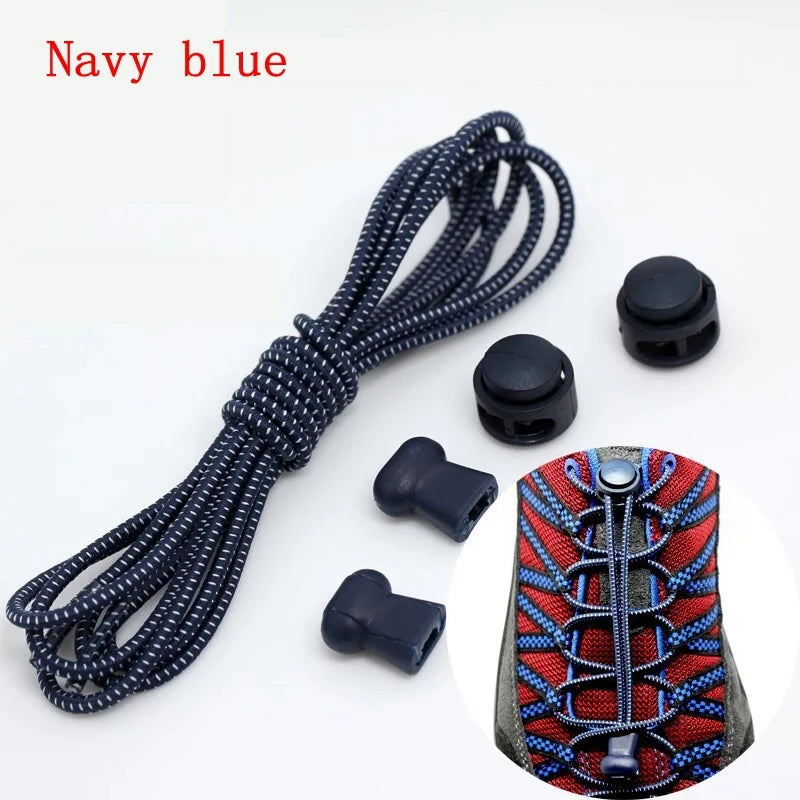 1 Pair 22 Colors Elastic Shoelaces Round Locking No Tie Shoe Laces Kids Adult Quick Lazy Laces Rubber Sneakers Shoelace T1 - Smarsty