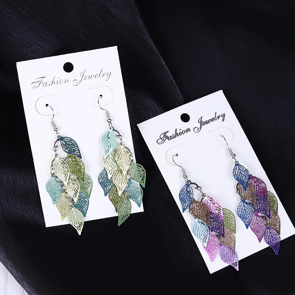Bohemian Style Nine Leaf Drop Earrings for Women Gifts - Smarsty