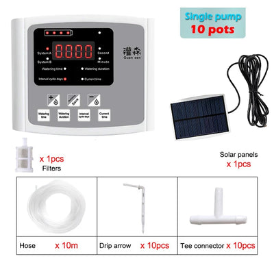 Solar Powered Automatic Garden Drip Irrigation Timer System - Smarsty