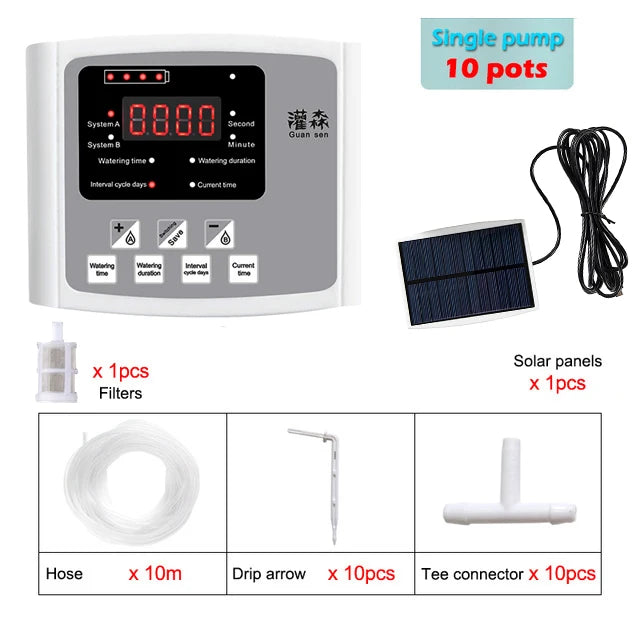 Solar Powered Automatic Garden Drip Irrigation Timer System - Smarsty