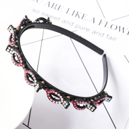 Double Layer Braided Headband With Pearl Accent Comfortable - Smarsty