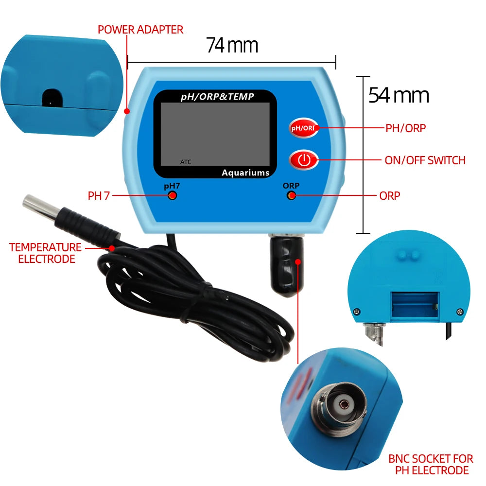 3 in 1 PH Meter Water Quality Tester with Big Screen - Smarsty