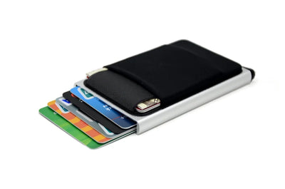 YUECIMIE Slim Aluminum Wallet With Elasticity Back Pouch ID Credit Card Holder Mini RFID Wallet Automatic Pop up Bank Card Case - Smarsty