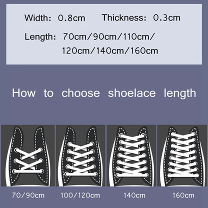 1Pair Classic shoelaces Flat black White Shoe Lace Double Fabric Non-slip Polyester Laces Casual Sport Shoestrings 100/120/140CM - Smarsty