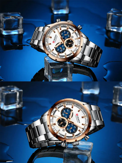 Curren Men's Waterproof Business Watch with Blue Dial - Smarsty