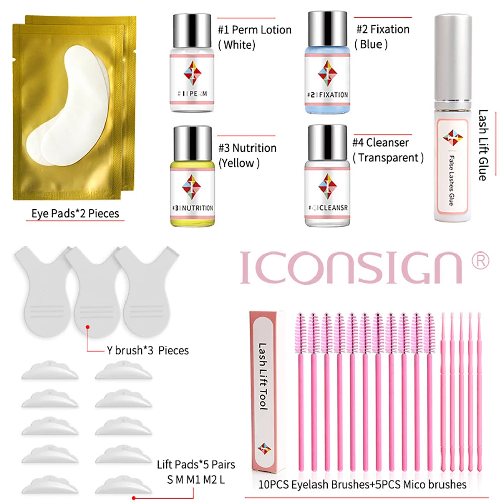 ICONSIGN Upgrade Version Lash Lift Kit Lifting Eyelashes Lasting 6-8 Weeks Lash Perm Eyelash Enhancer Makeup Tools - Smarsty