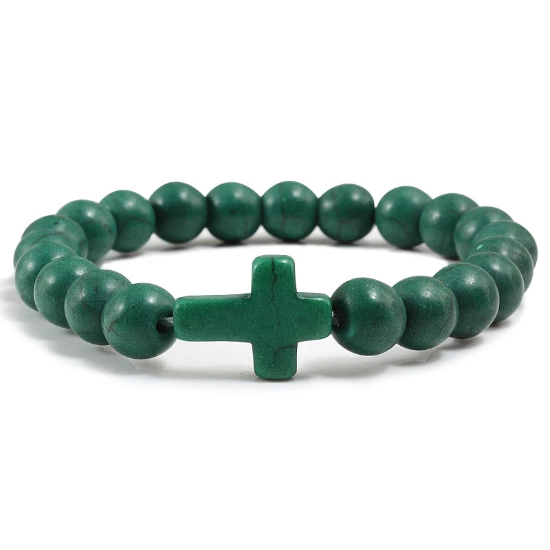 Fashion Jesus Cross Natural Stone Bracelets for Yoga - Smarsty