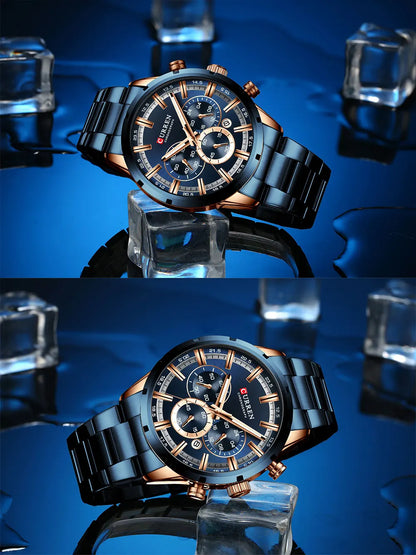 Curren Men's Waterproof Business Watch with Blue Dial - Smarsty