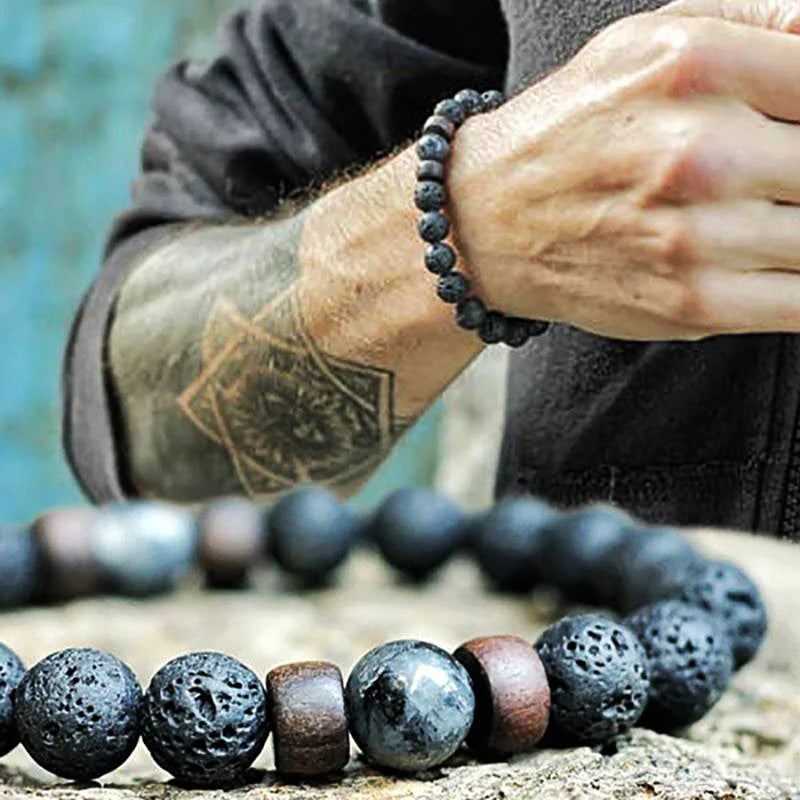 Volcanic Stone Bracelet for Men with Mood Tracking Feature - Smarsty