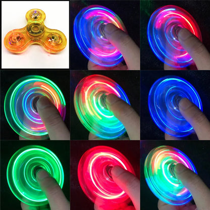 Crystal Luminous LED light Fidget Spinner Hand Top Spinners Glow in Dark EDC Stress Relief Toys Kinetic Gyroscope for Children by Smarsty
