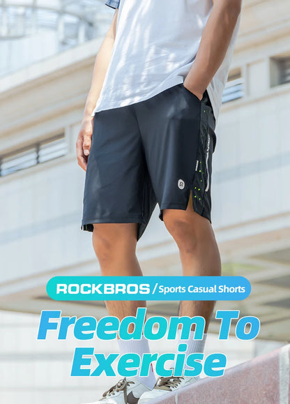 ROCKBROS Running Shorts Unisex Clothing Exercise Gym Shorts Spandex Jogging Fitness Breathable Cycling Outdoor Sports Asian Size - Smarsty