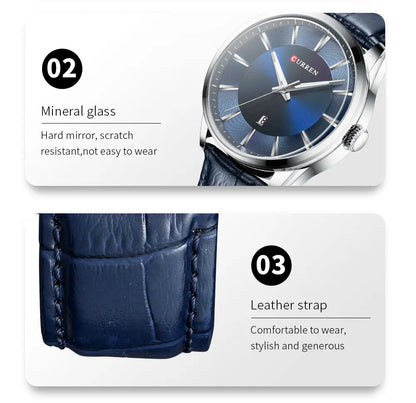 CURREN Luxury Quartz Watch for Men with Leather Strap - Smarsty
