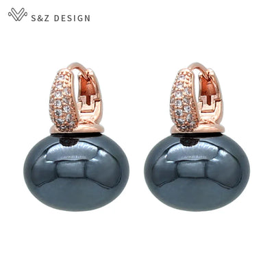 Fashion Pearl Dangle Earrings for Women with Cubic Zirconia - Smarsty