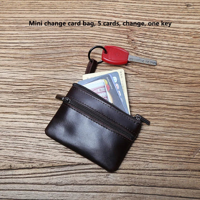 Genuine Leather Mini Coin Purse for MenTop Layer Cowhide Wallet Women Zipper Vintage Card Bag Short Lady Wallet Key Case NZPJ - Smarsty