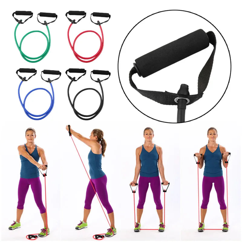 5 Levels  Elastic Band With Handles Yoga Pull Rope Elastic Gym Fitness Exercise Tube Band For Home Workouts Strength Training