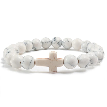 Fashion Jesus Cross Natural Stone Bracelets for Yoga - Smarsty