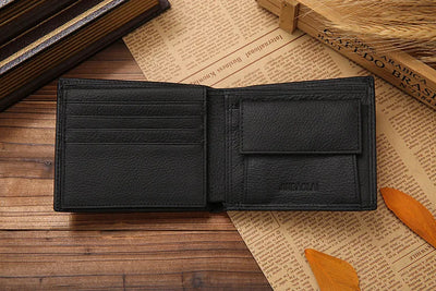 Classic Short Genuine Leather Men Wallets Fashion Coin Pocket Card Holder Men Purse Simple Quality Male Wallets - Smarsty