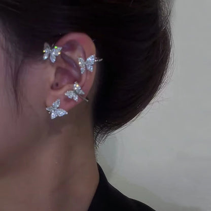 Zircon C Shape Long Tassel Ear Cuffs No Piercing Earrings - Smarsty