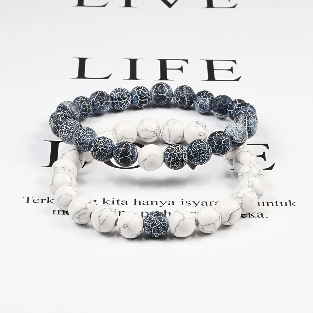 Couples Distance Lava Stone Yoga Bracelets Set - Smarsty