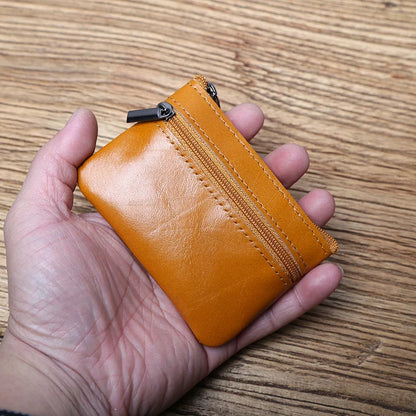 Genuine Leather Mini Coin Purse for MenTop Layer Cowhide Wallet Women Zipper Vintage Card Bag Short Lady Wallet Key Case NZPJ