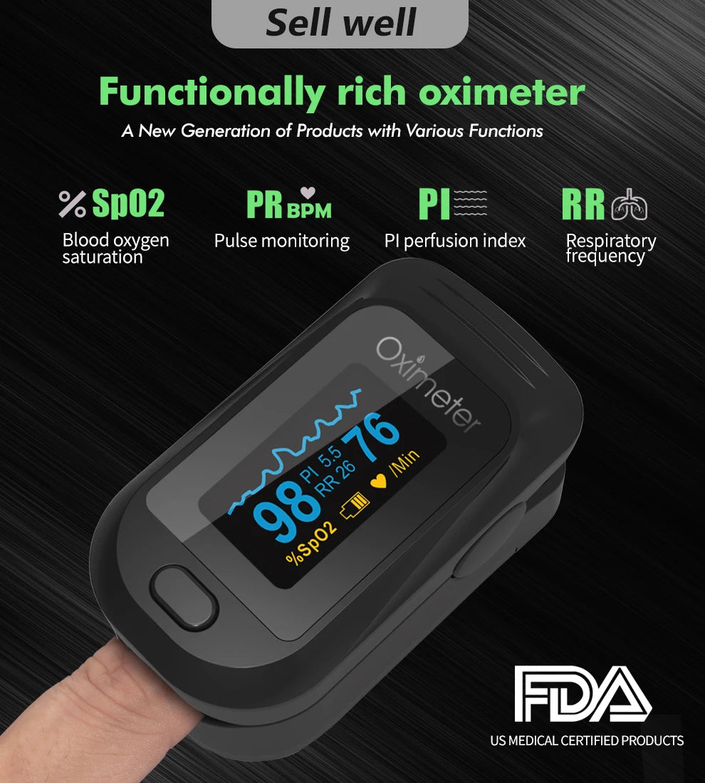KIUZOU Finger Pulse Oximeter with Dual Color OLED Display - Smarsty