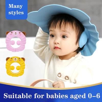 Baby Shower Soft Cap Adjustable Hair Wash Hat for Kids Ear Protection Safe Children Shampoo Bathing Shower Protect Head Cover - Smarsty