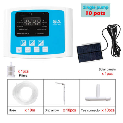 Solar Powered Automatic Garden Drip Irrigation Timer System - Smarsty